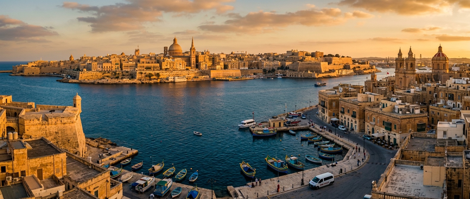 Valletta z lotu ptaka — Grand Harbour Malta